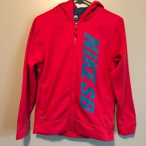 Boys Nike red zipper hoodie. Large